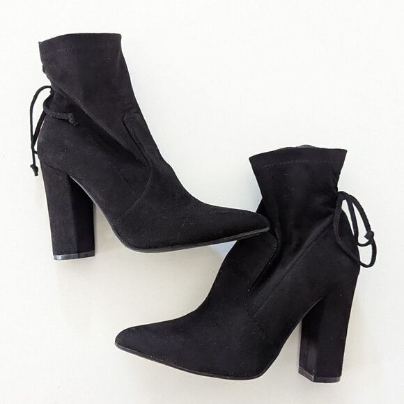 Women's Catherine Malandrino Sorchanie Black Ankle Boots Witchy Gothcore Sleek 7 - Picture 1 of 7